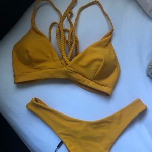 Zaful Lace Up Braided Strap Bikini Set